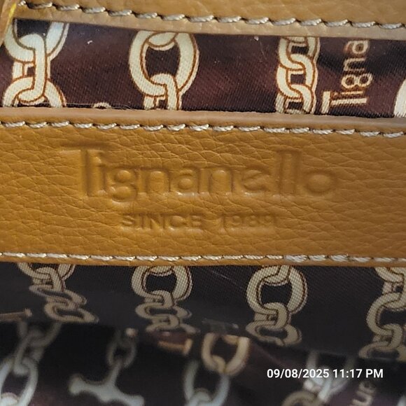 Tignanello Women's Pebbled Leather Tan Double Handle Shoulder Bag - Picture 5 of 9